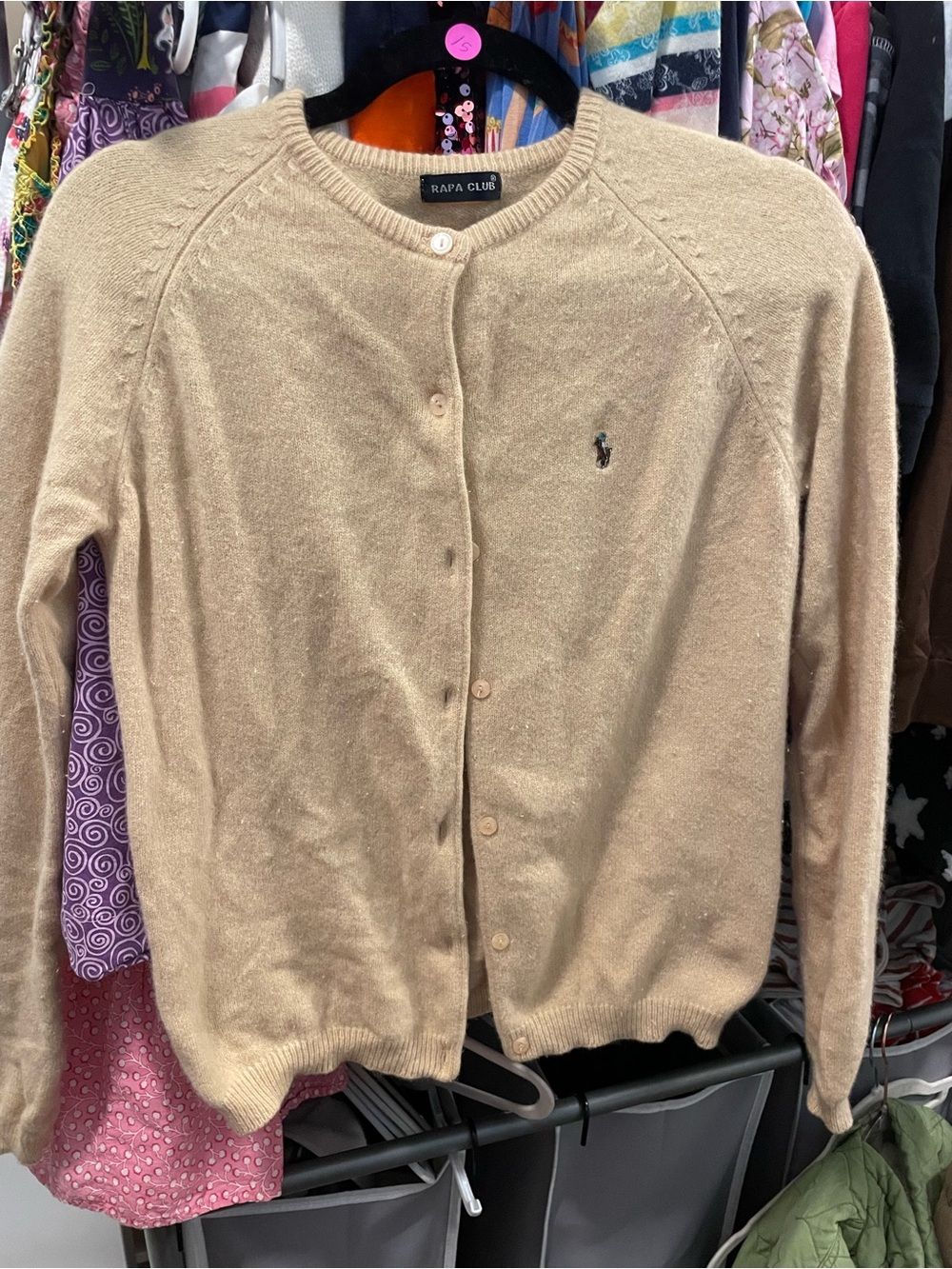 Rapa Club Women's Beige Button-Up Sweater Cardigan